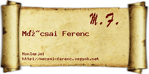 Mácsai Ferenc névjegykártya